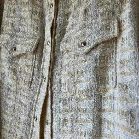 IRO NEW Marsh Metallic Ecru Silver Tweed Shacket Shirt Jacket 38 - Picture 10 of 15